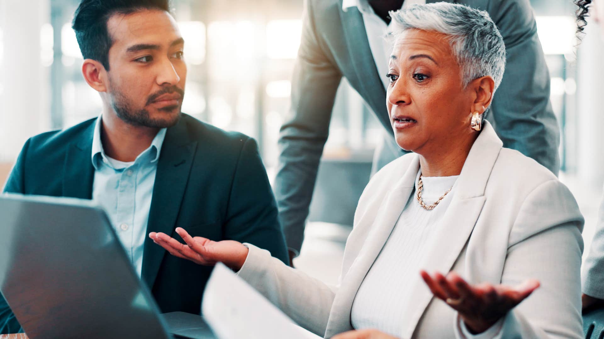 woman not pretending to understand a reference at work
