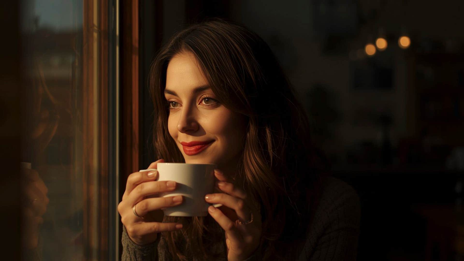 woman who can't talk to anyone until she's had coffee because she can be snappy