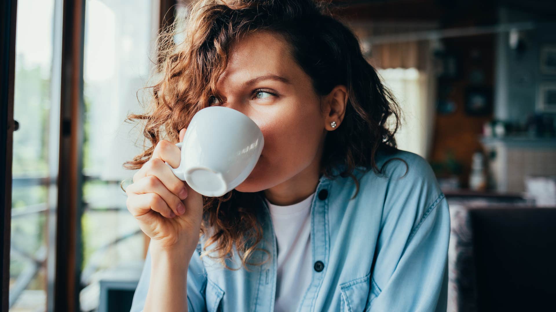 woman who can't talk to anyone until she's had coffee because she lacks patience