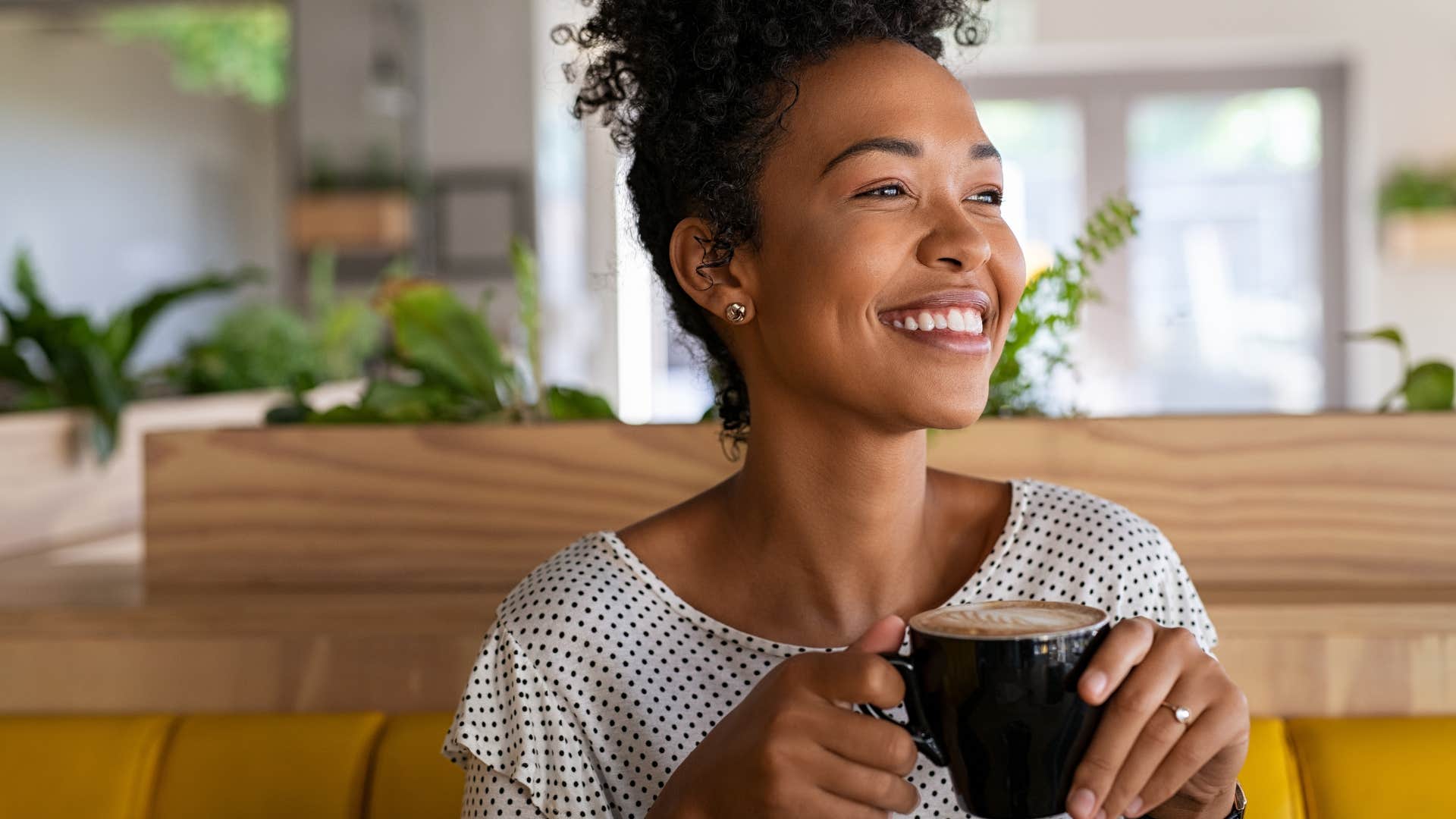 Happy person takes time to relax showing habit after divorce
