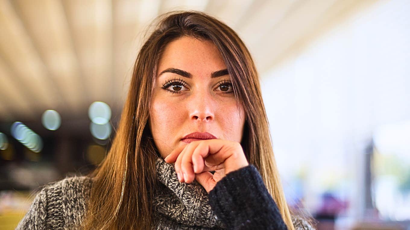 Gen Z woman looking serious 