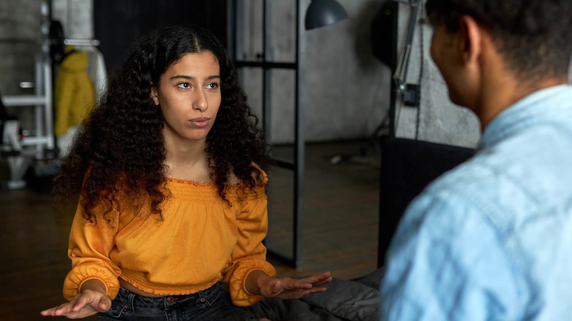 woman talking to man saying if it were me