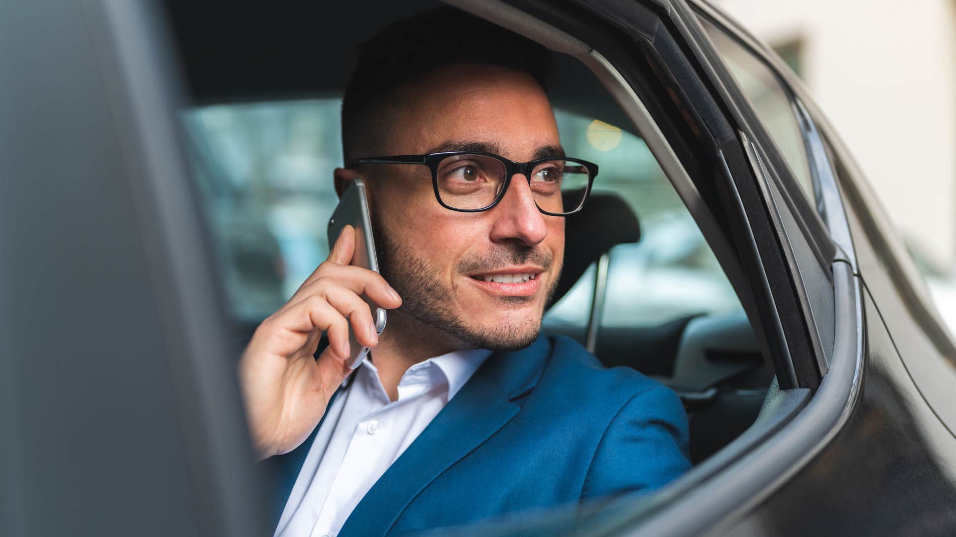 Man who fears being perceived by others talking on the phone.