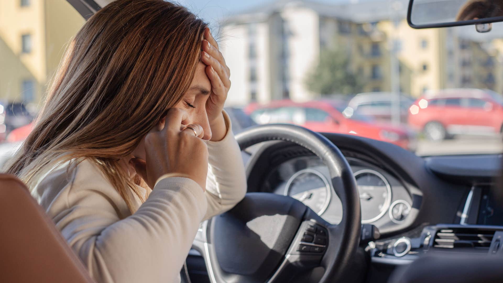 Woman who struggles to say "no" talking on the phone.