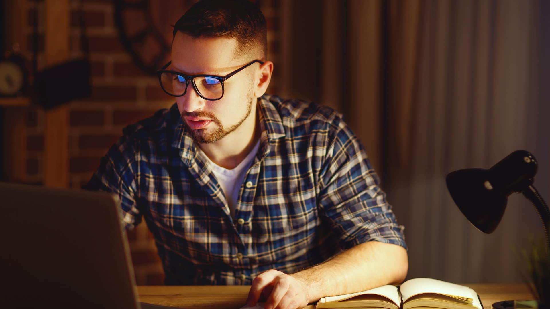 intentional man working late at night