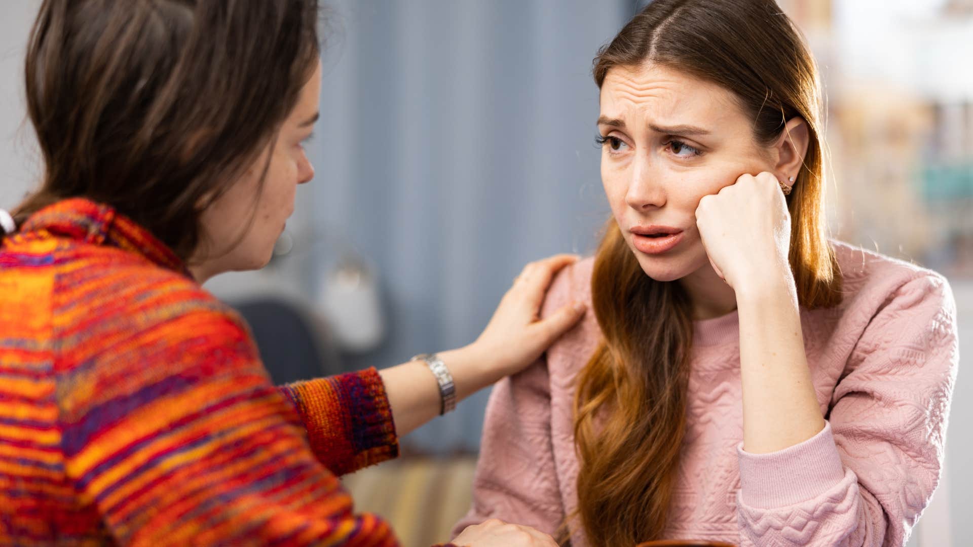Upset woman saying "I just have a really weird feeling."