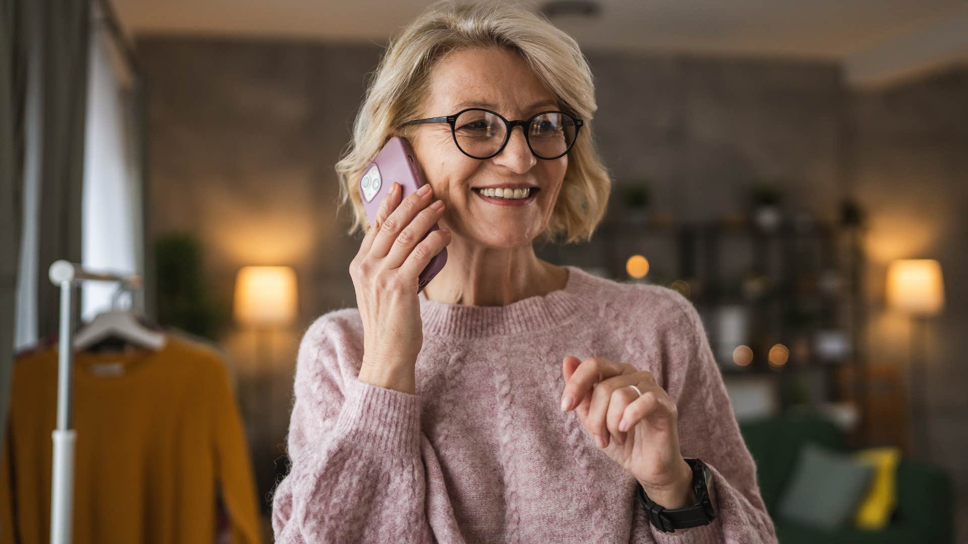 woman who follows her natural momentum talking on the phone