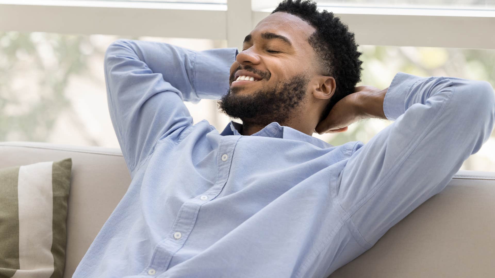 internally validated man relaxing at home