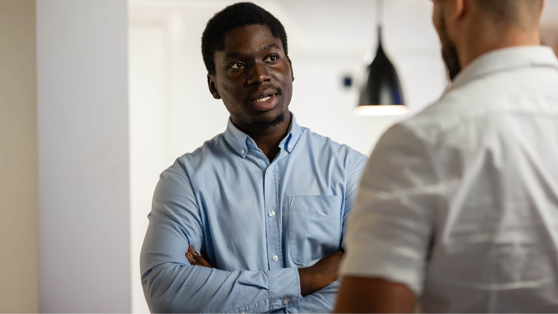 Judgmental man saying "I wouldn't have done that."