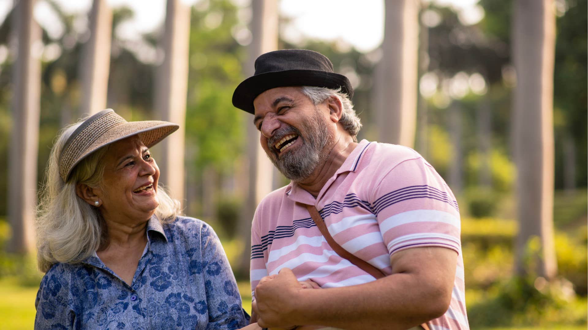 Laughing older couple showing way to age more slowly