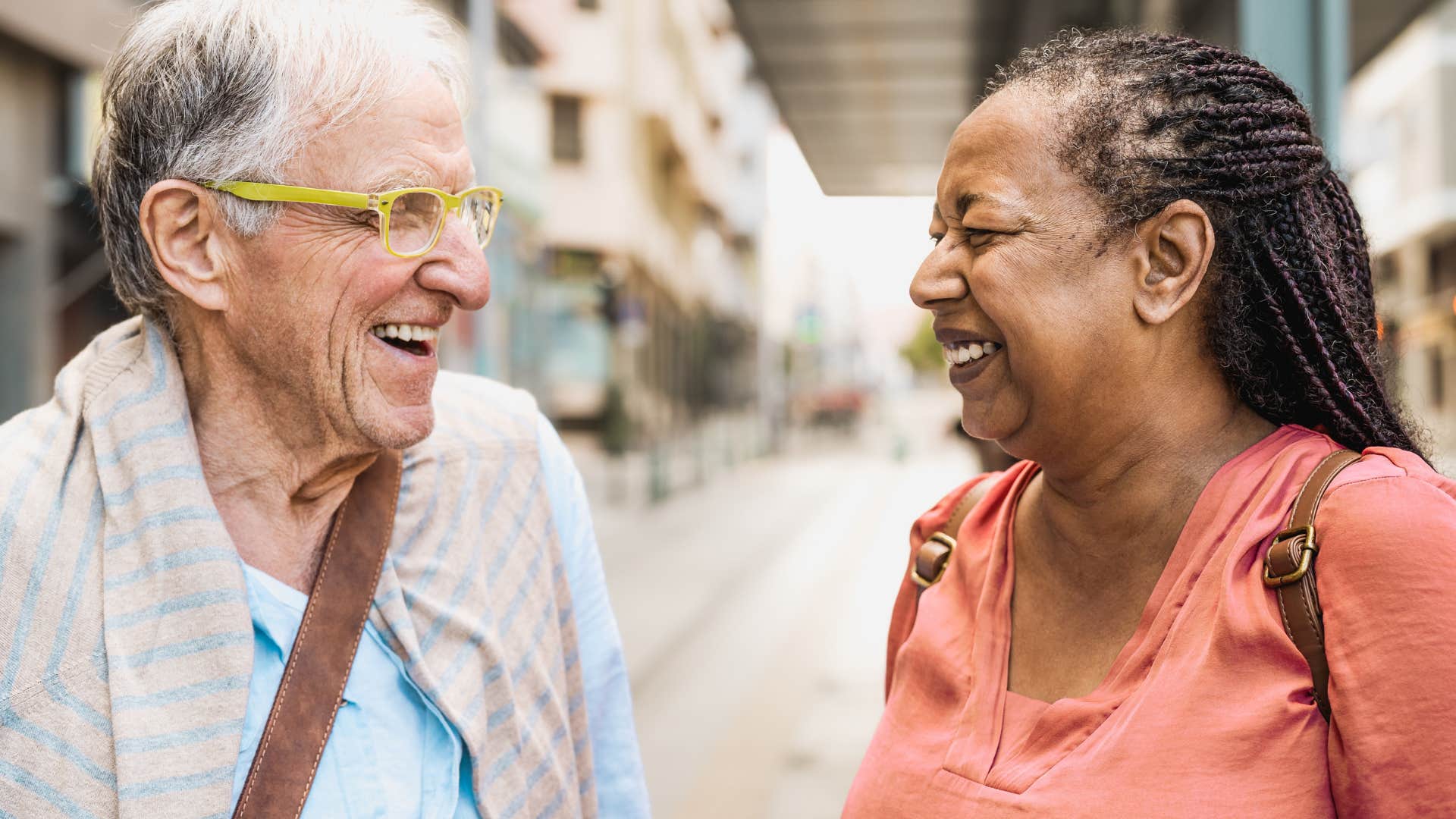 Positive elders share happy moment showing way to age more slowly