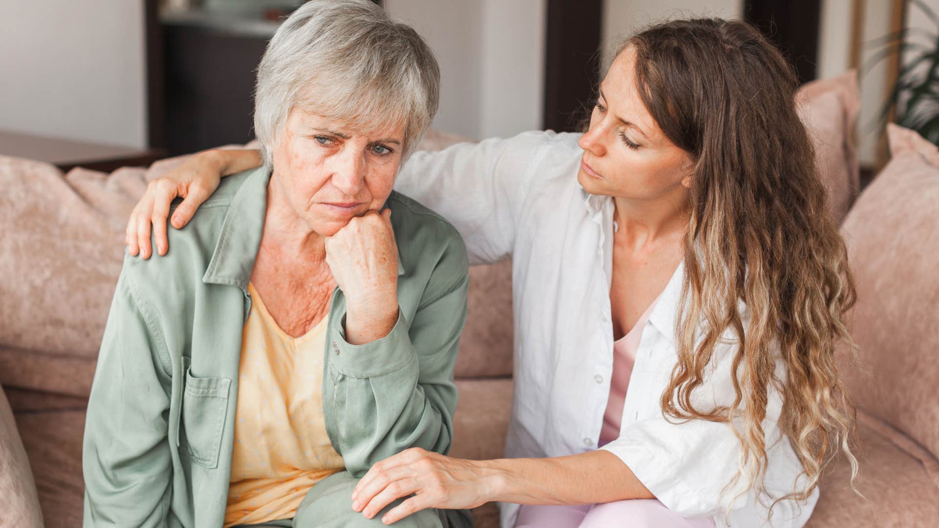 woman who's a natural caregiver sitting with her mom