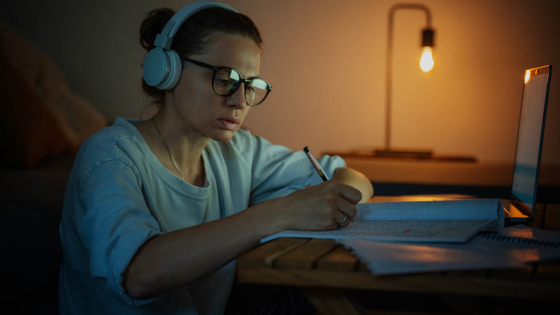 woman who's most like herself without distractions staying up late to get alone time