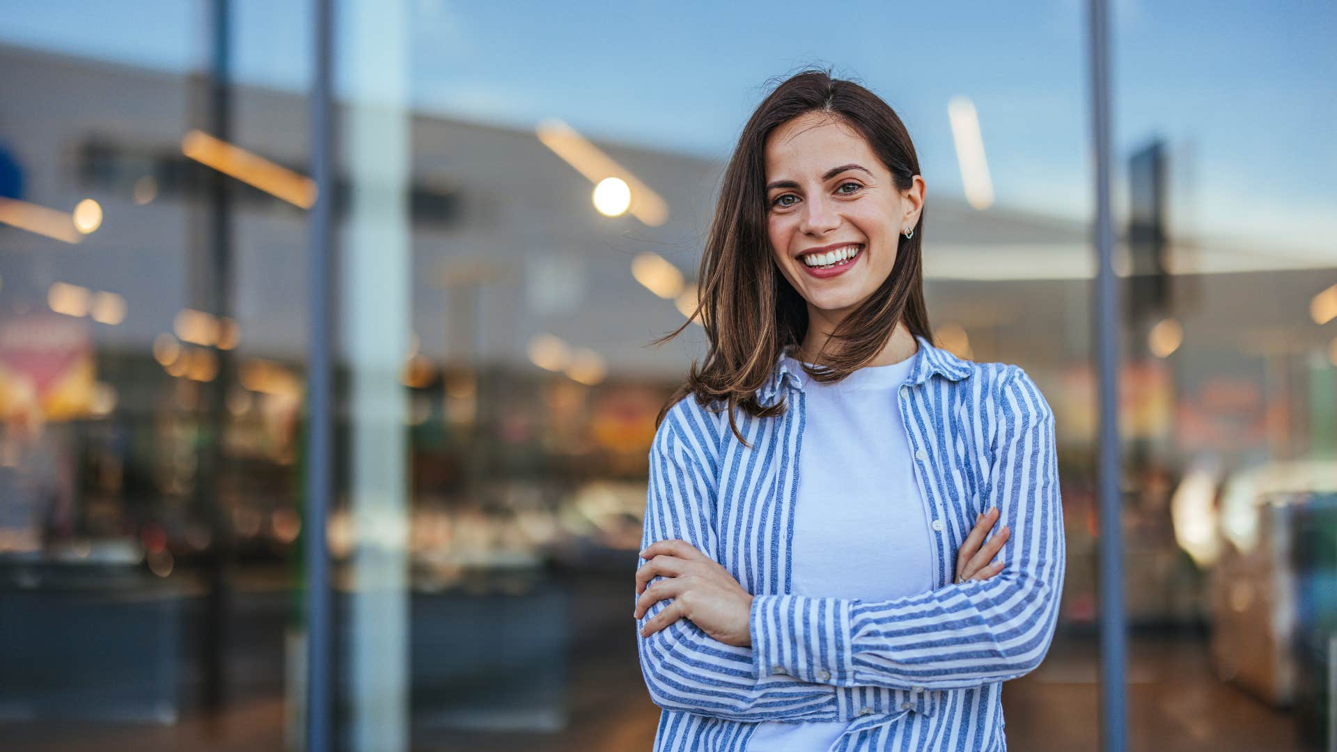 happy woman values human connection over convenience