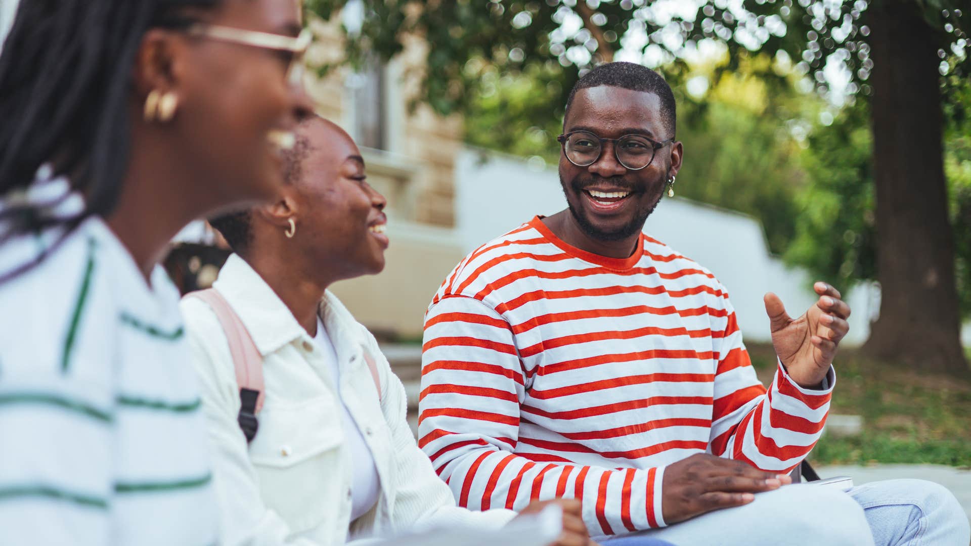 Third wheel chats with couple showing self-worth tied to relationship