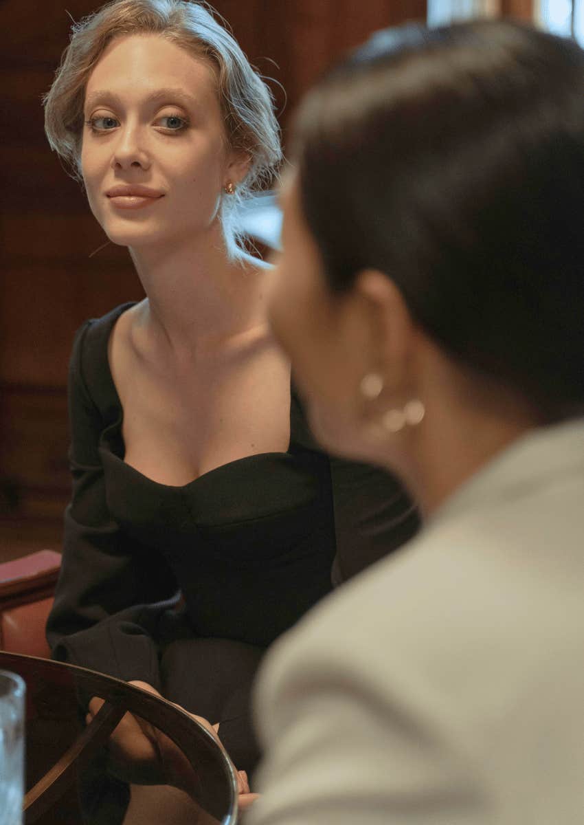 woman complimenting how someone acts revealing her bias