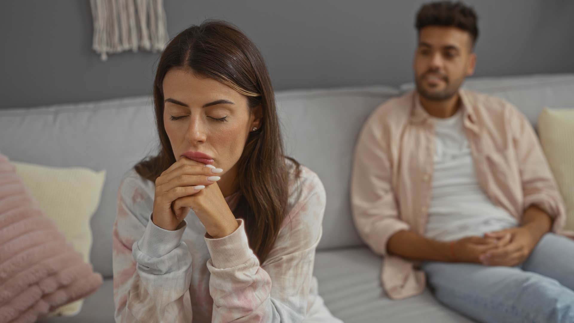 Uncertain couple disagree showing they feel rushed to marry