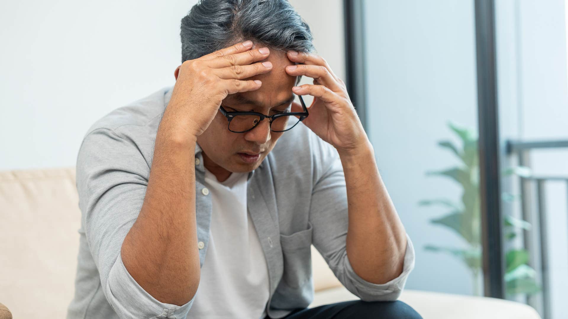 retired man looking stressed but accepting life has seasons
