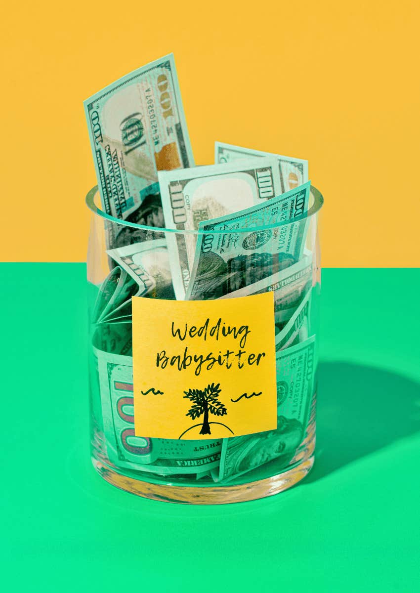 saving money for babysitter for adult-only wedding