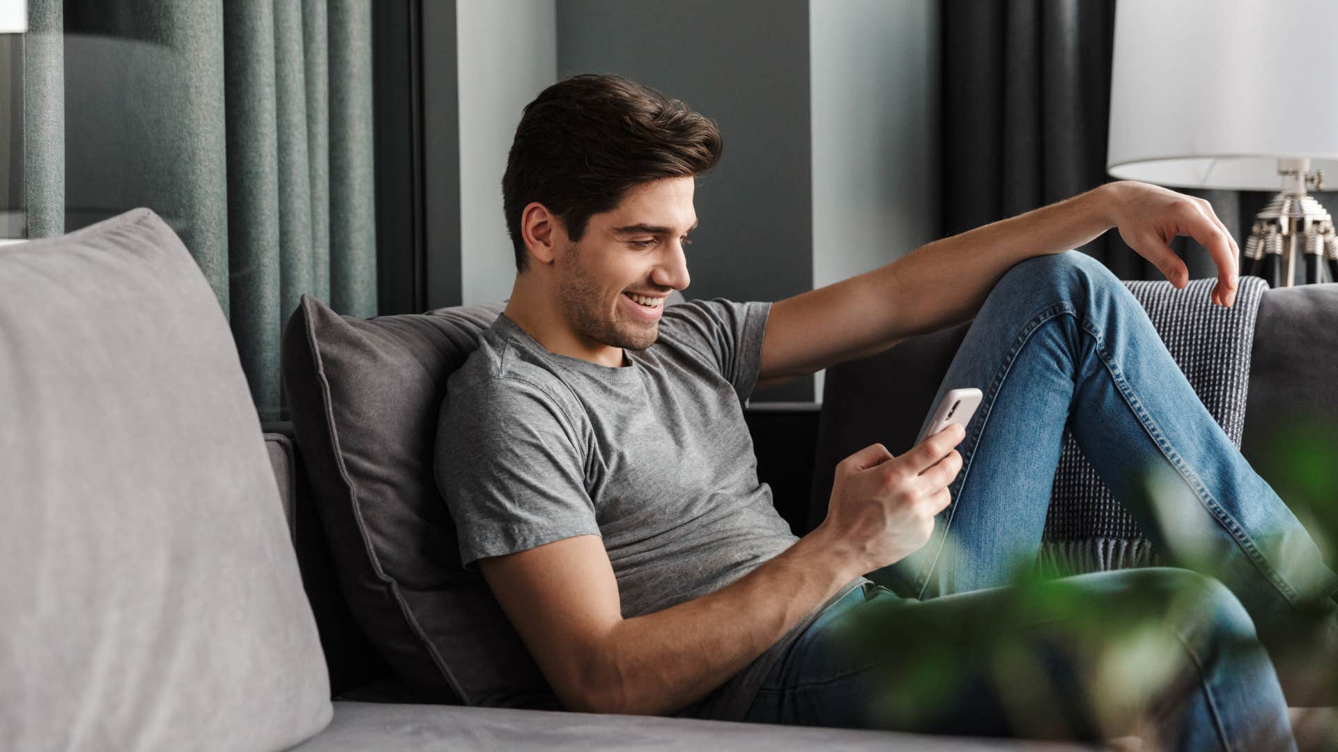 single man forming a digital connection with potential dates