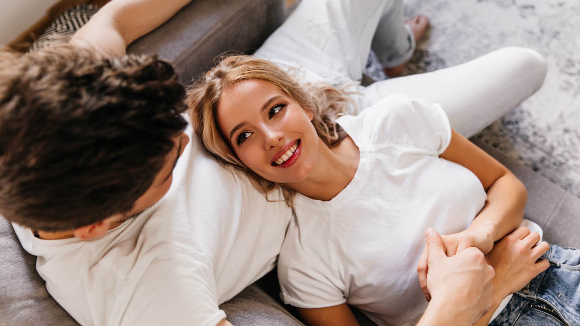 single woman who wants a friend before a partner looking at man