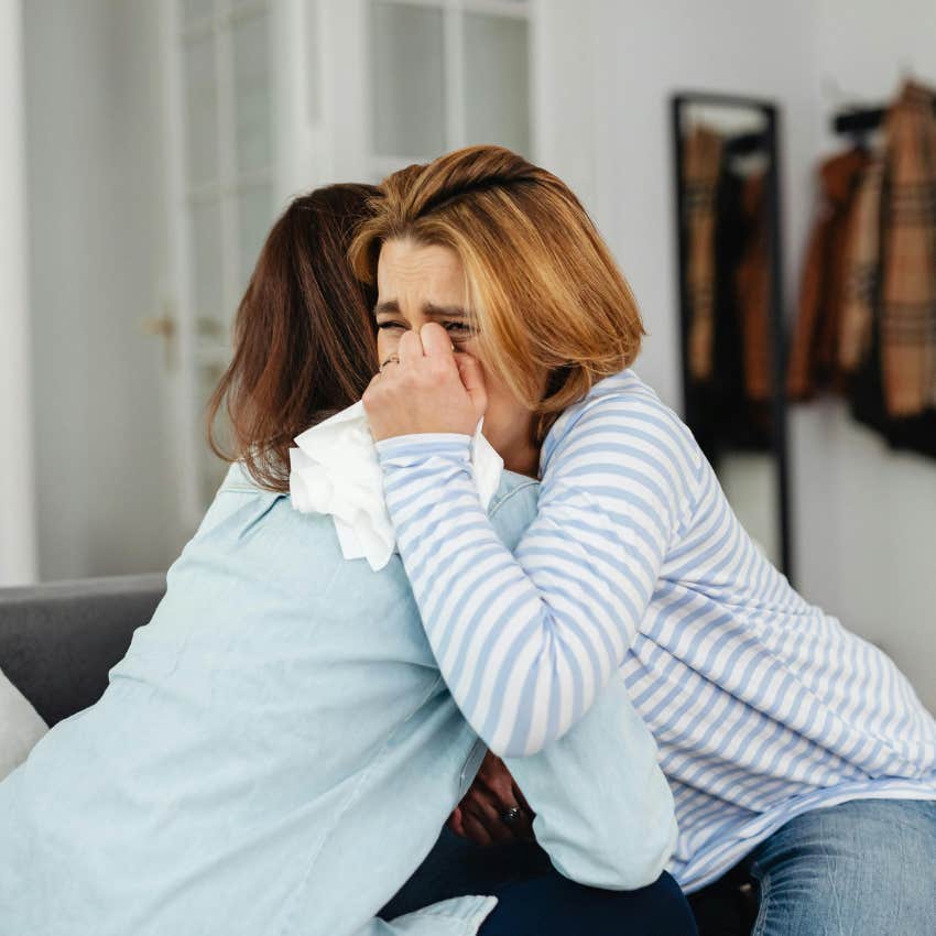 woman comforting her friend on heartbreak leave