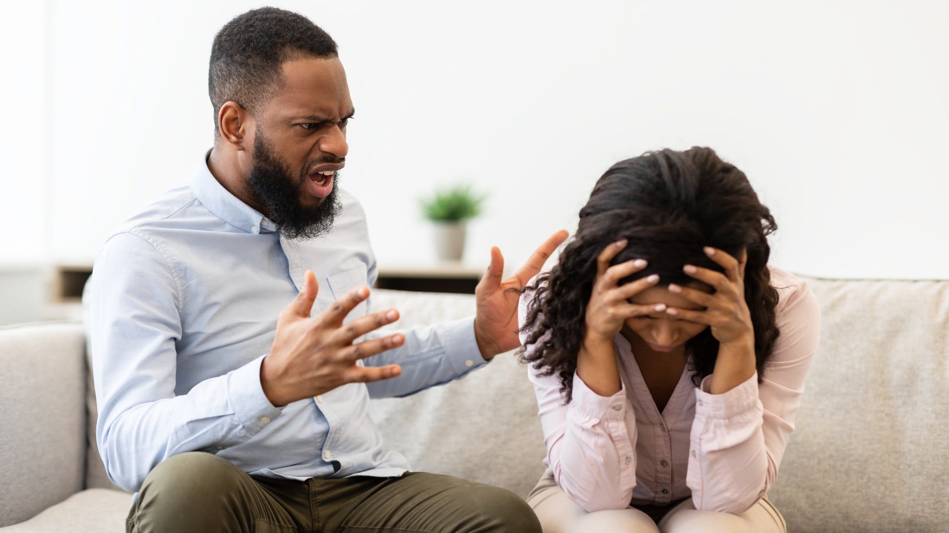emotionally immature man blaming woman for recurring problems that mess up healthy relationships