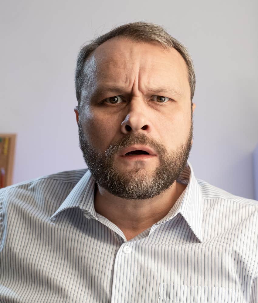 Disbelieving man wants a smile showing lack of respect