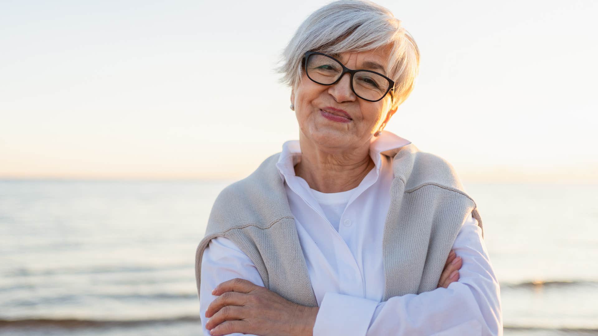 calm older woman who doesn't compete with others