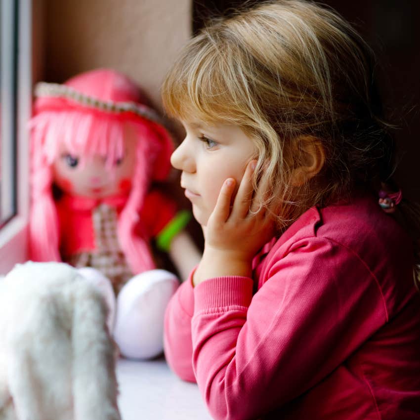 little girl appreciating their alone time at home