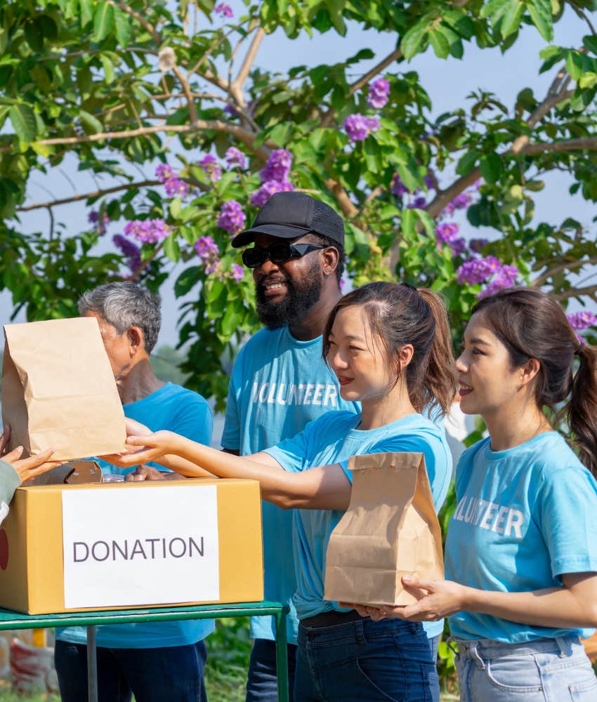 Parent and teens enjoying acts of service for community