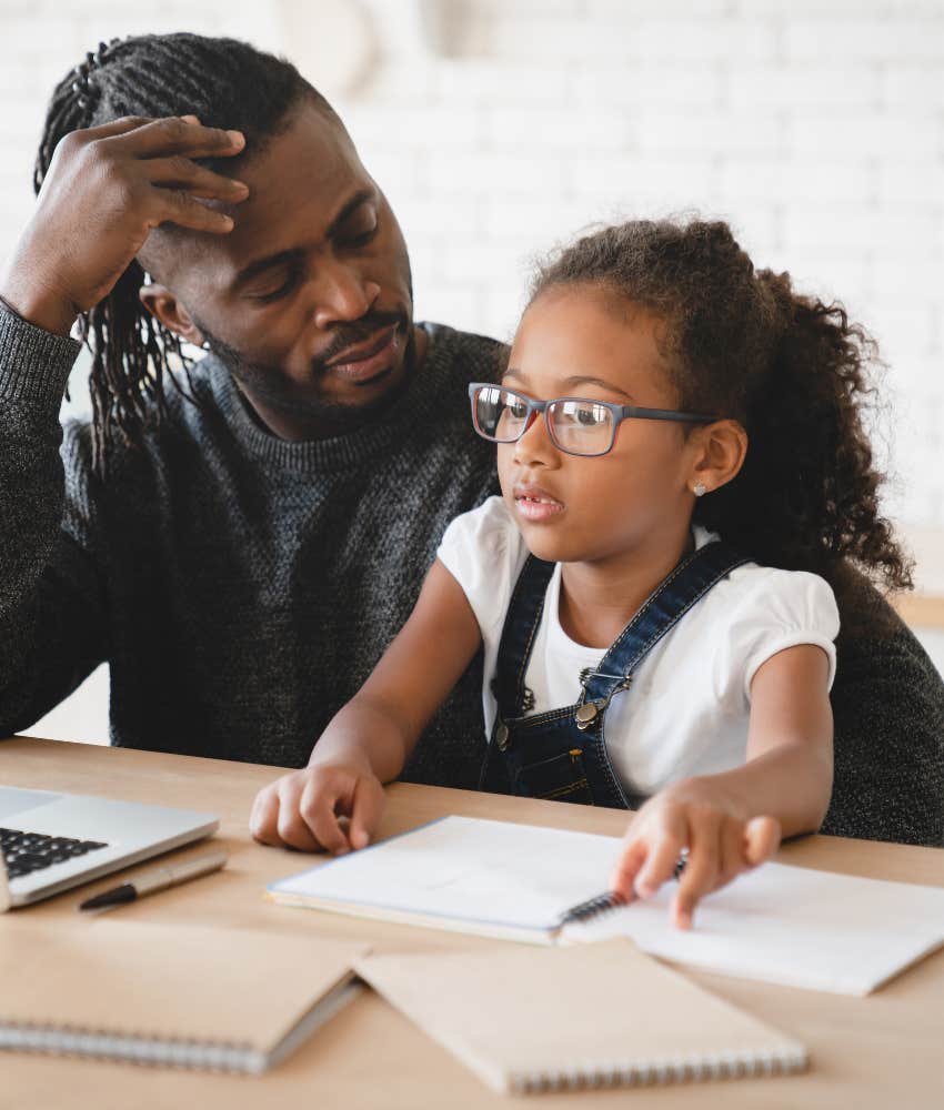 Caring father lets daughter solve problem