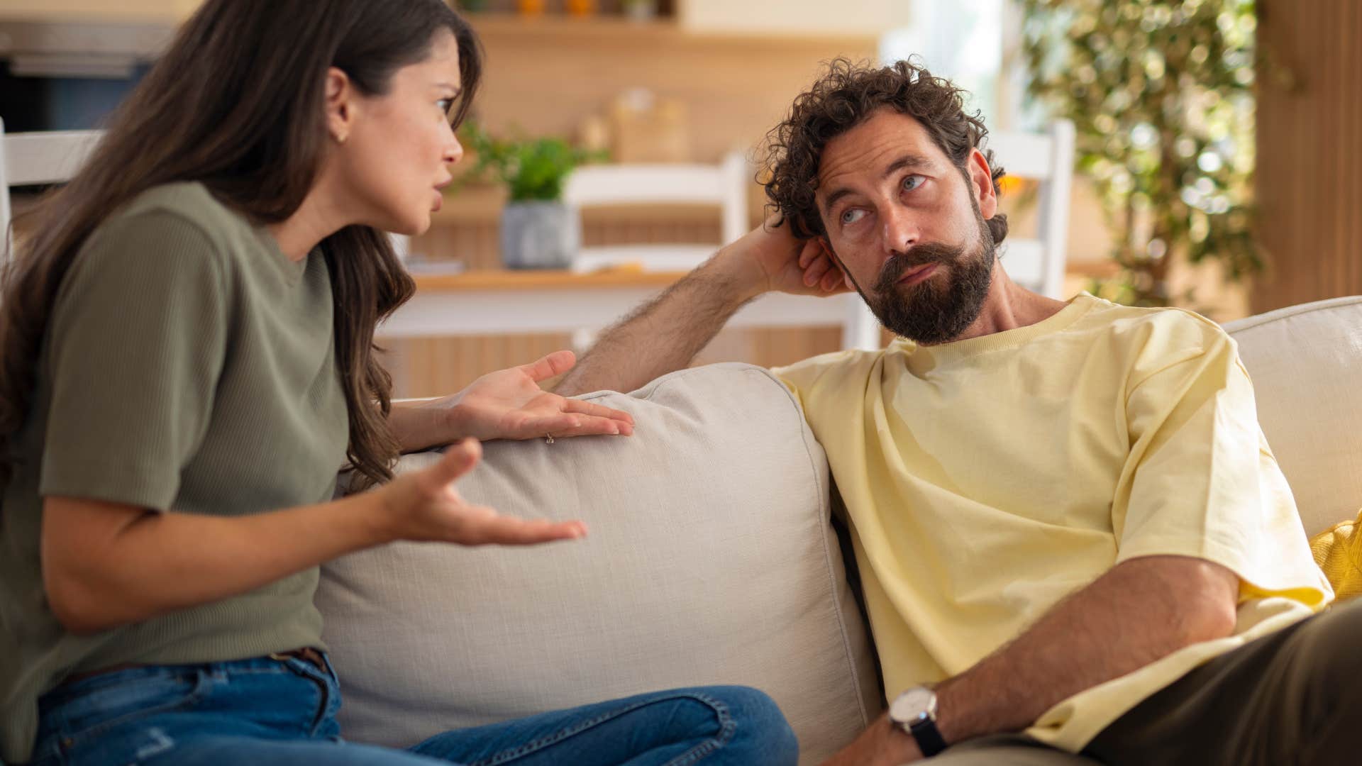 couple arguing man saying I literally didn't mean it like that