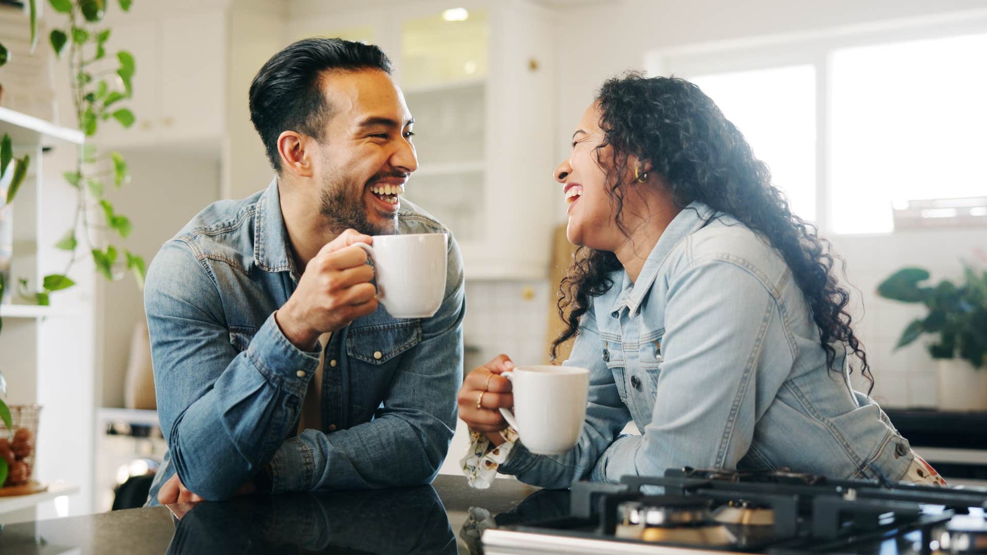 man going the extra mile without being asked drinking coffee with his wife