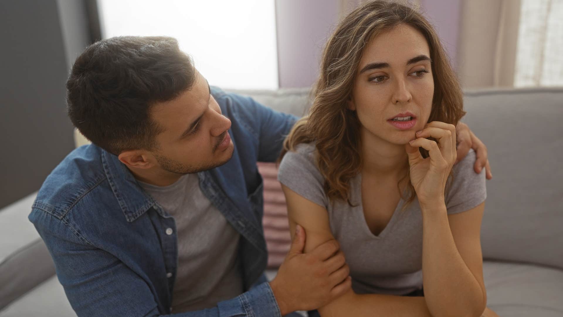 good man leaning into arguments and conflict with his wife