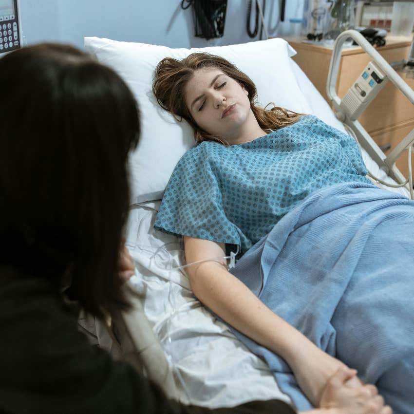 woman who was hospitalized after her dog licked her