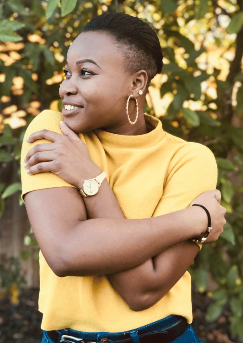 woman learning to be kind to her own body