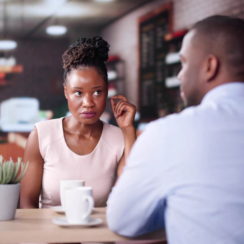 woman on date partner irritable early sign cheating