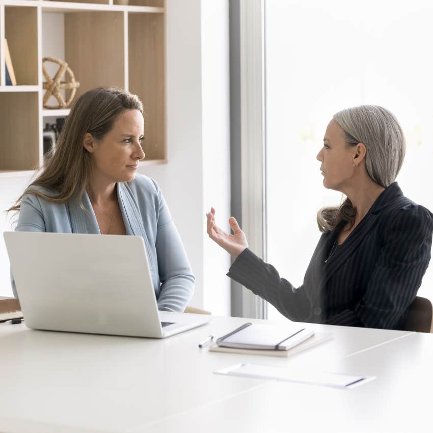 woman setting workplace boundaries with boss