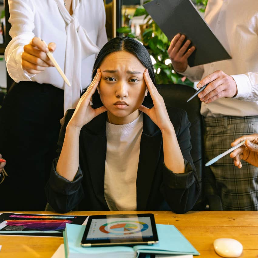 woman dissatisfied with her job corporate math explain work lives make no sense