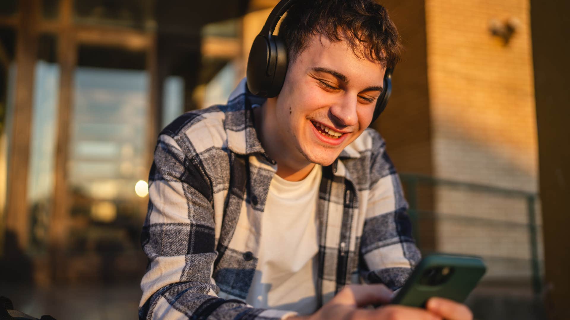 man listening to music