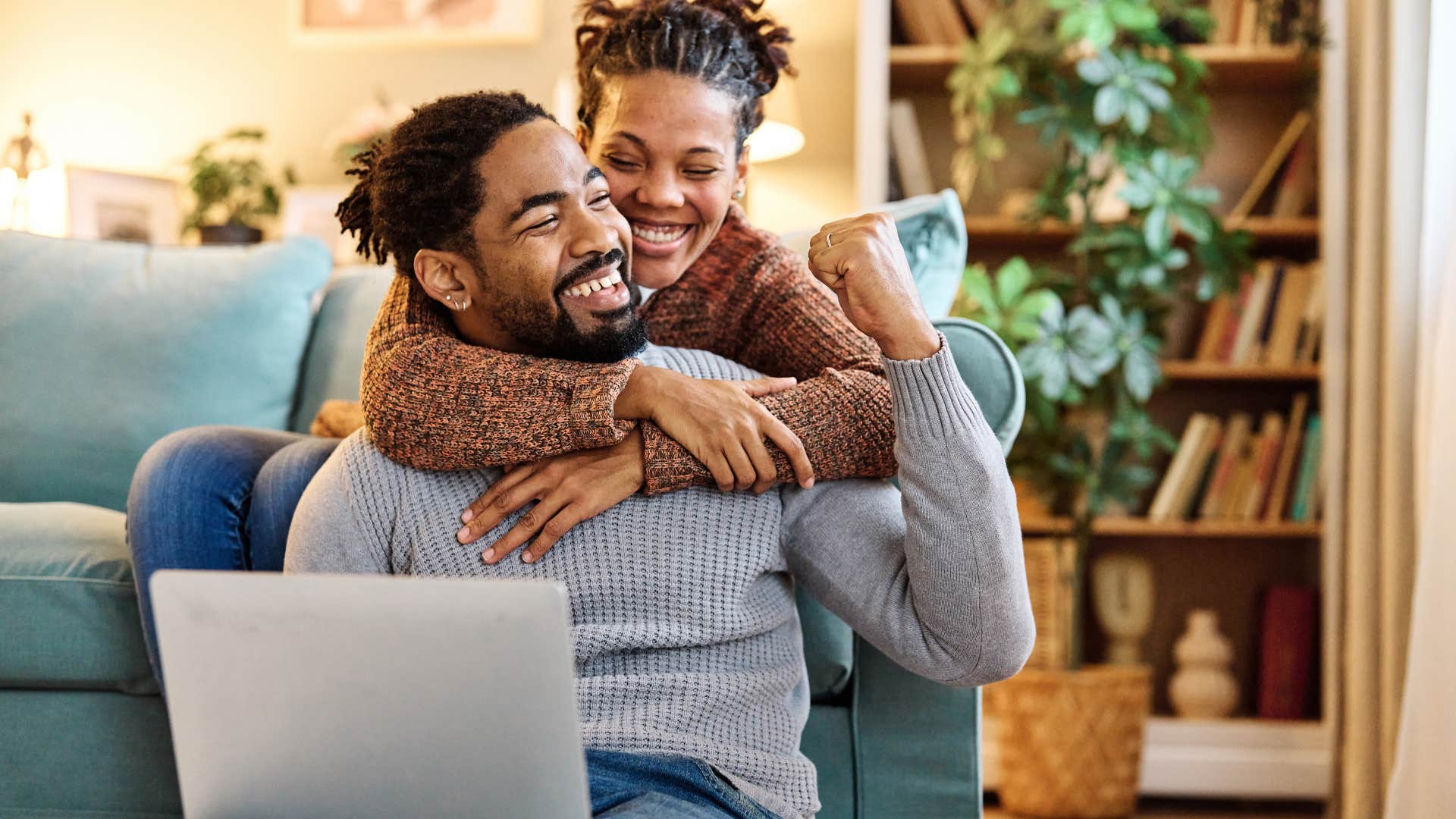 man hugging his wife telling her i appreciate everything you do