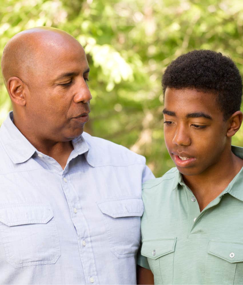 Older man talks to young man about choices