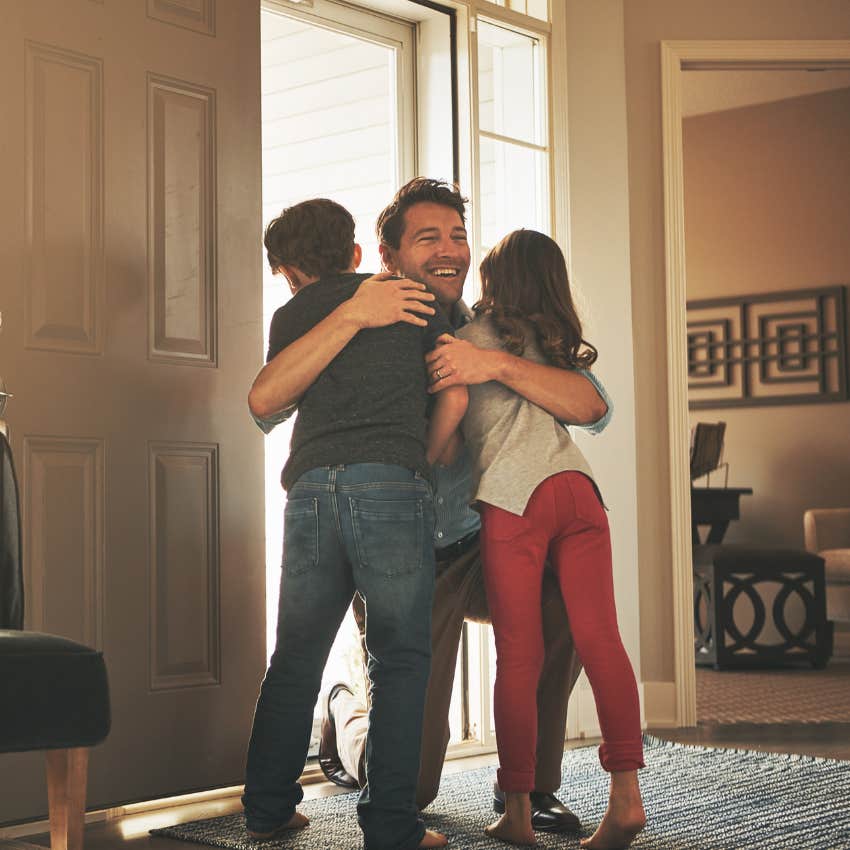 dad hugging kids needs to know it's okay to let go first sometimes