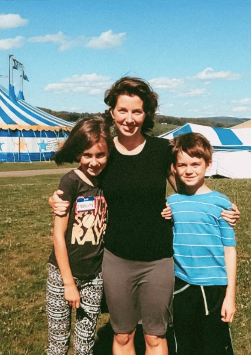 author posing with her kids