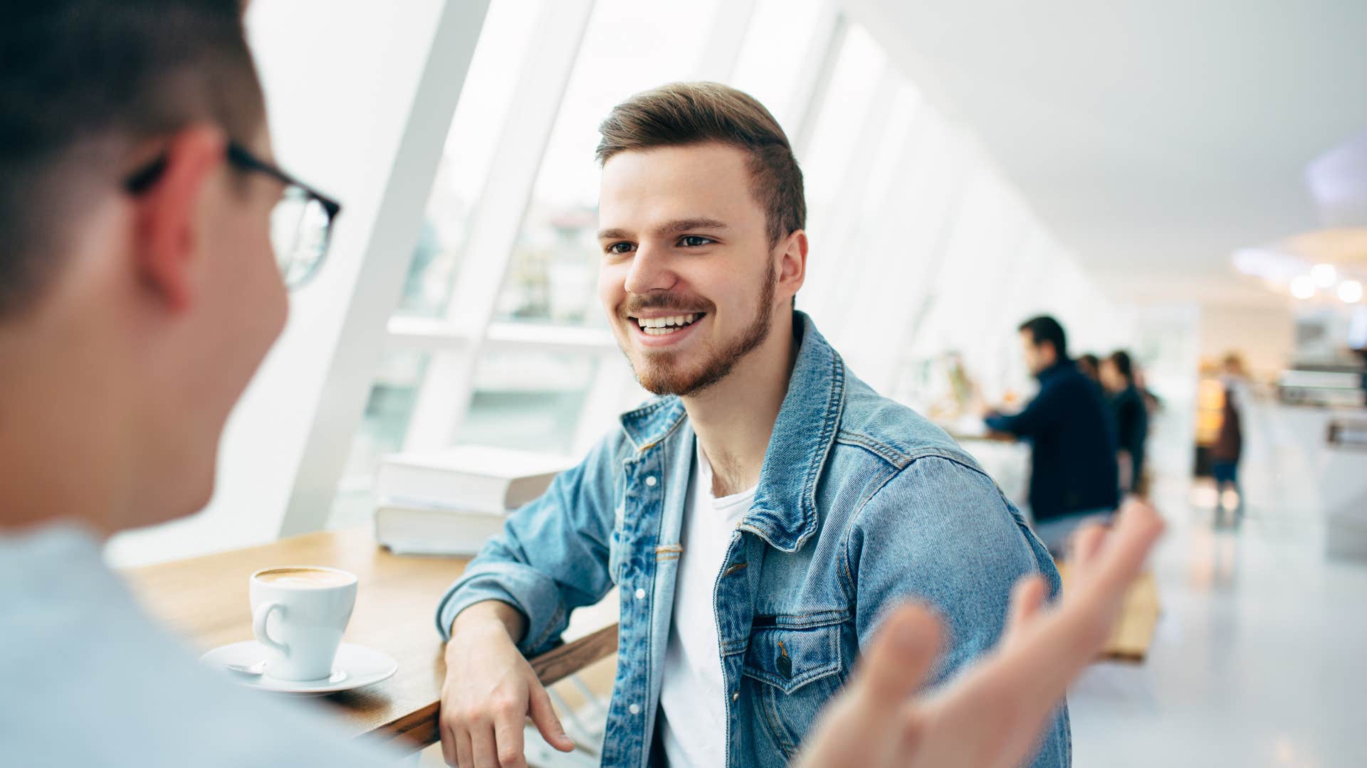 stranger confiding in man who has a rare soul