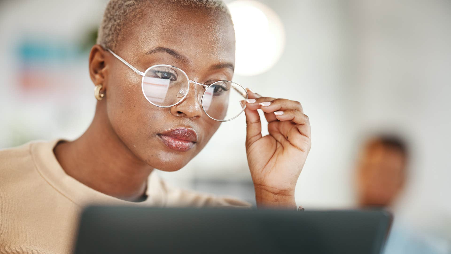 Focused person at work showing they don't want to disappoint