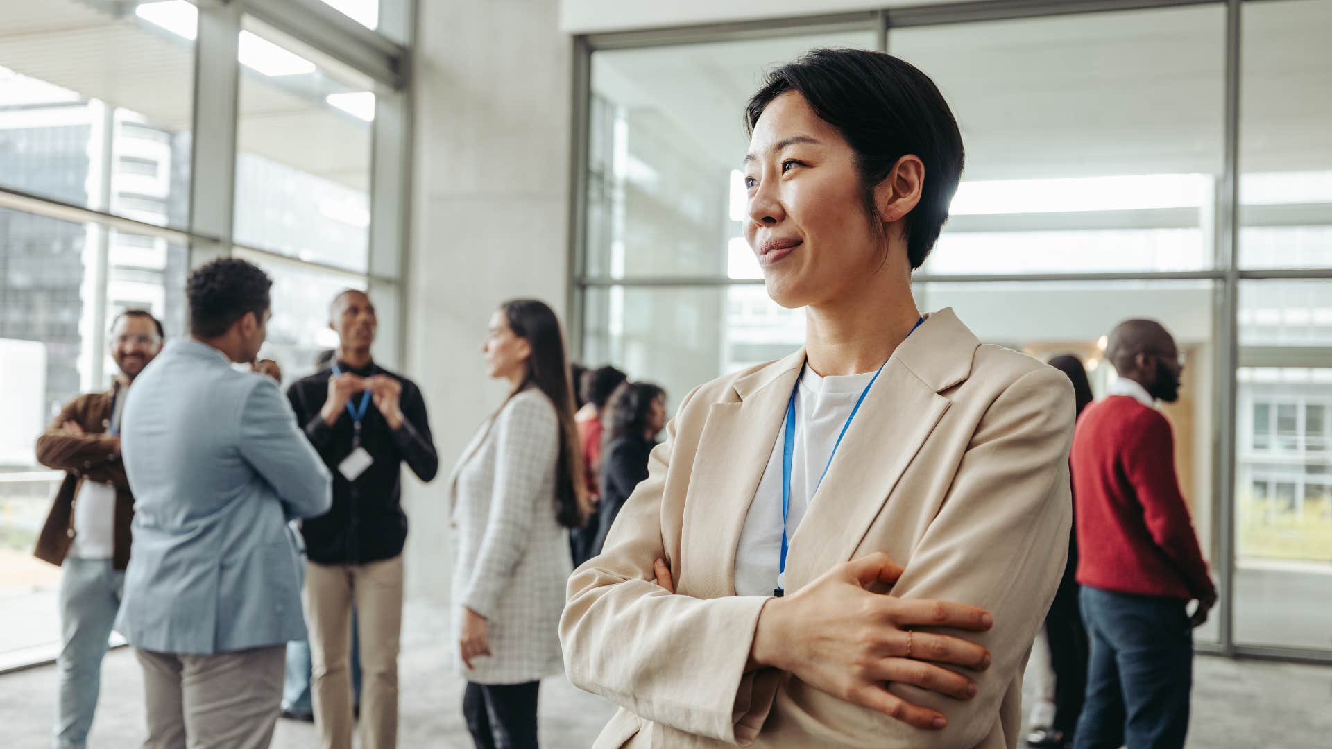 Confident job seeker at networking event