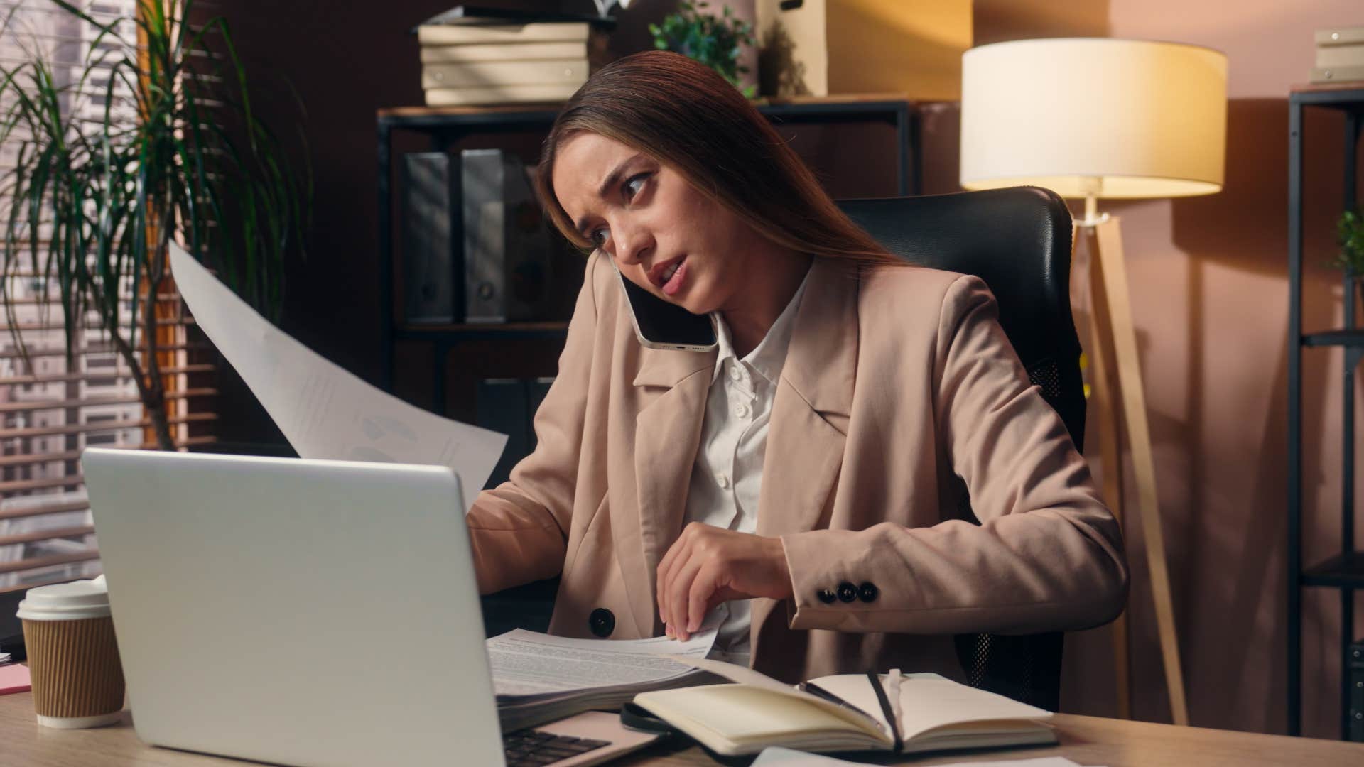 Frantic person at desk showing job search mistake