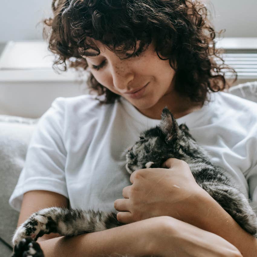 more sensitive cat person with cat